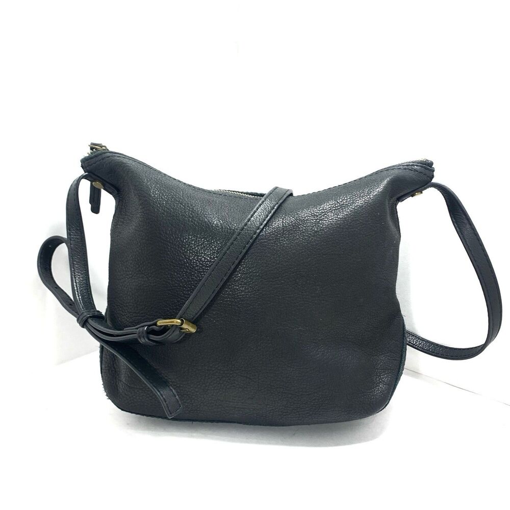 American Leather Co. Black Pebble Leather Adjustable Crossbody Purse Women’s